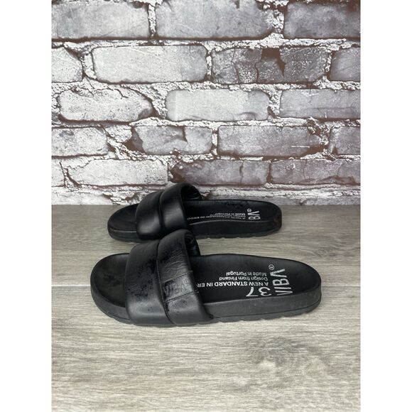 VIBA Porto Preto Black Leather Portugal Slides Sandals Women’s Sz 37EU/6.5M US - Picture 12 of 16